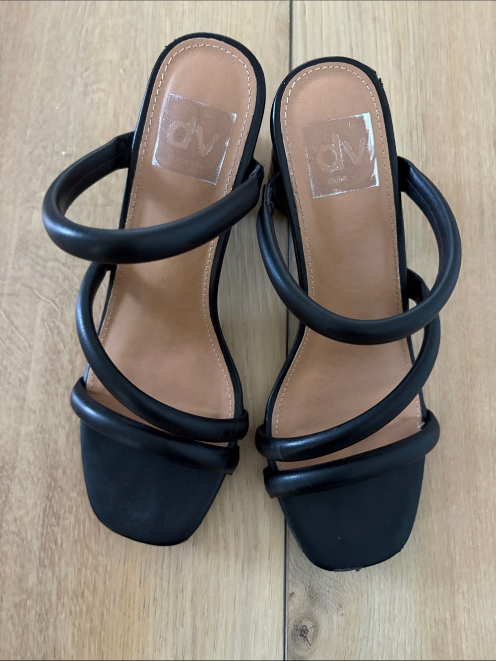 DV by Dolce Vita Black Triple-Strap Slide Heels